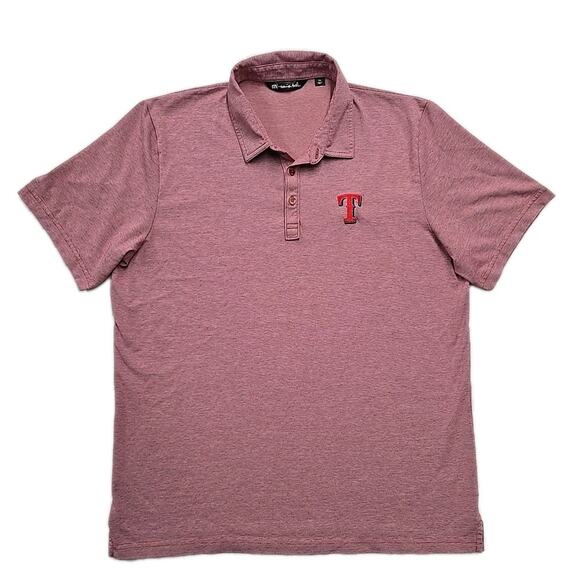 Travis Mathew The Zinna Red Texas Rangers Polo Sz XXL In Heathered Cardinal MLB - Picture 3 of 10